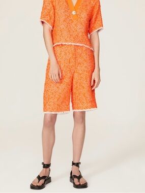 3.1 Phillip Lim Vibrant Orange Textured Bermuda Shorts